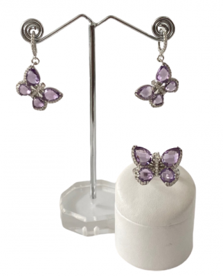 Butterfly set with amethyst and zircons