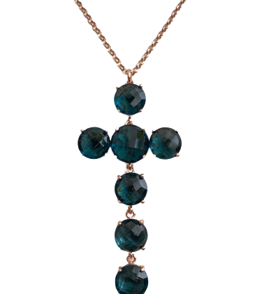 Collana a croce con pietre naturali