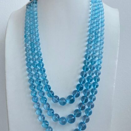 COLLANA TOPAZIO AZZURRO, SFERA SFACCETTATA