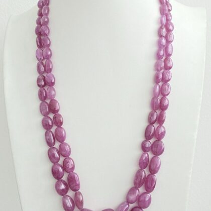 COLLANA IN ZAFFIRO ROSA, SASSI LISCI