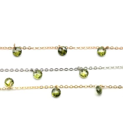 Catena con zirconi color peridoto, taglio tondo