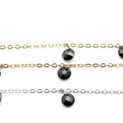 Catena con zirconi neri, taglio tondo