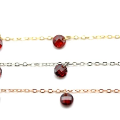 Catena con zirconi color granato, taglio tondo