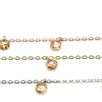 Catena con zirconi color champagne, taglio tondo