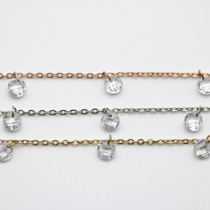 Catena con zirconi bianchi, taglio tondo