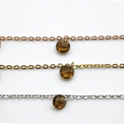 Catena con zirconi color fumè, taglio tondo