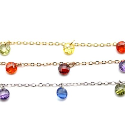 Catena con zirconi multicolor, taglio tondo