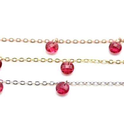 Catena con zirconi rossi, taglio tondo