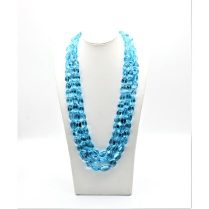 Collana di topazio azzurro a sassi lisci