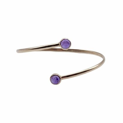Bangle with natural stones, cabochon cut