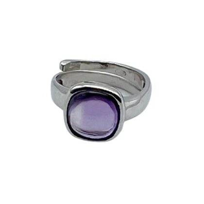 Anello quadrato con pietre naturali, Taglio a cabochon