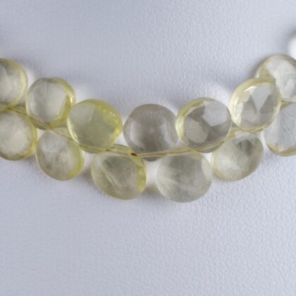 Fili di gocce piatte forma a castagna, quarzo lemon