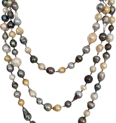 Collana lunga con perle di Tahiti