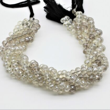 Rock crystal laser cut with facetted beads