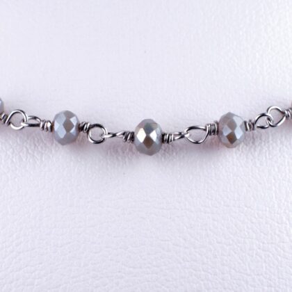 Catena a rosario con pietra di luna taglio laser, sfacettate