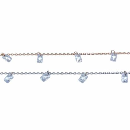 Catena con zirconi bianchi, taglio baguette