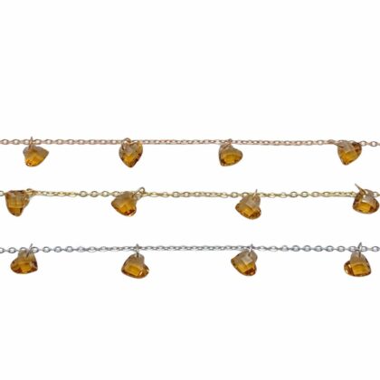 Catena con zirconi fumè, taglio Cuore