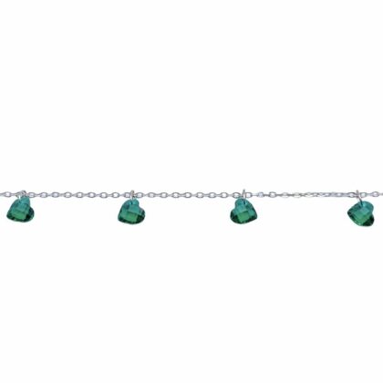 Chain with emerald green zircon, heart cut