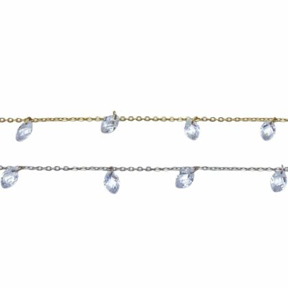 Catena con zirconi bianchi, taglio navette