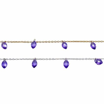 Catena con zirconi viola, taglio navette