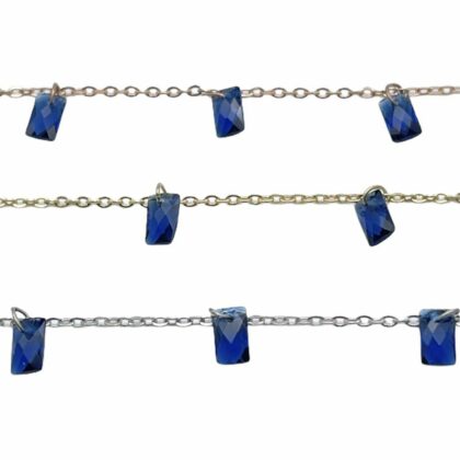Catena con zirconi blu, taglio baguette