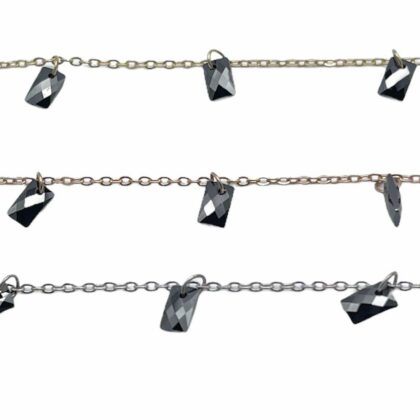 Catena con zirconi neri, taglio baguette