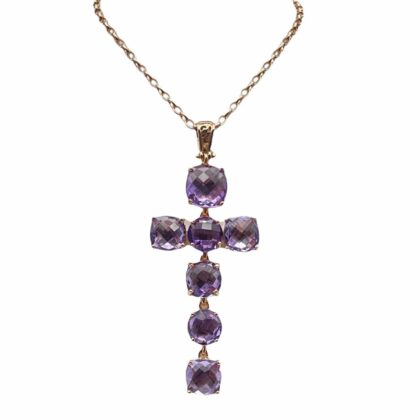 Collana a croce con pietre naturali