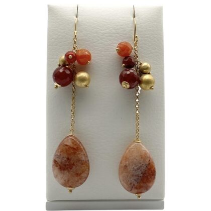 Long earrings with jasper and carnelian