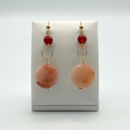 Long earrings with carnelian