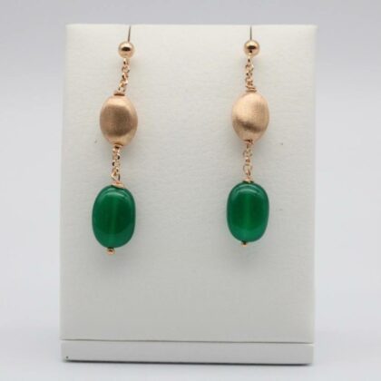 Long earrings with electrofusion elements and smooth stones