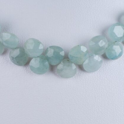 Filo di gocce piatte a castagna, acquamarina