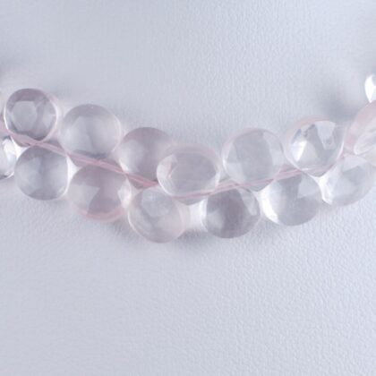 Filo di gocce piatte a castagna, quarzo rosa